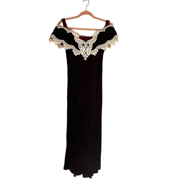 Vintage Jessica McClintock Maroon Velvet Bridesmaid Prom Homecoming Formal Gown - Picture 11 of 14